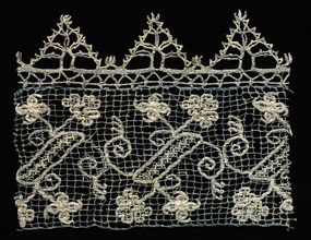 Fragment of a Border with Vines and Floral Motifs, 1600s. Creator: Unknown.
