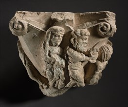 Fragment of a Capital with Scenes from Mary?s Infancy, early 1100s. Creator: The Cathedral of Monopoli (Italian), workshop of.