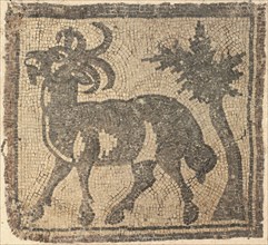 Fragment of a Floor Mosaic: Ibex near a Tree, 400s. Creator: Unknown.