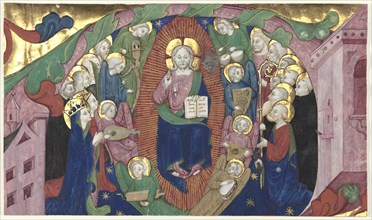 Fragment of a Historiated Initial from a Choir Book: Christ in Majesty, c. 1400. Creator: Michelino Molinari da Besozzo (Italian, c. 1385-1445), attributed to.