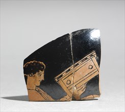 Fragment of a Painted Vase: Maiden Carrying a Coffer, c. 430 BC. Creator: Unknown.