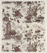 Fragment of Woodblock Printed Cotton, c. 1780. Creator: Christophe Philippe Oberkampf (French, 1738-1815), firm of.