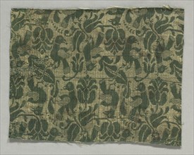 Fragment with Birds and Floral Motif, 1600s. Creator: Unknown.