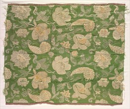 Fragments of Silk Textile, 18th century. Creator: Unknown.