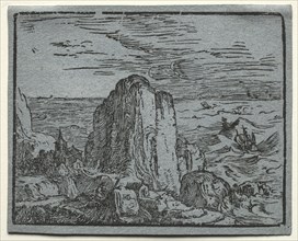 From a set of 4 Landscapes: No.4- Cliff on the Seashore. Creator: Hendrick Goltzius (Dutch, 1558-1617).