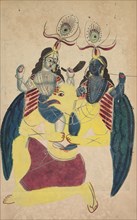 Garuda Carrying Balarama and Krishna, 1800s. Creator: Unknown.