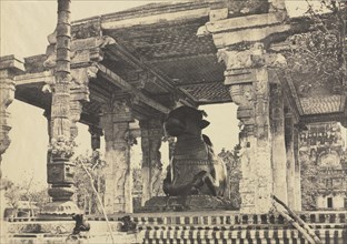 Great Pagoda, Great Bull, Front View, Tanjore, India (Rajarajesvara Temple), 1857. Creator: Captain Linnaeus Tripe (British, 1822-1902); Madras Presidency.