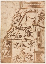 Grotesque with a Leaping Centaur (verso), c. 1565/1588. Creator: Marco Marchetti (Italian, 1565-1588).