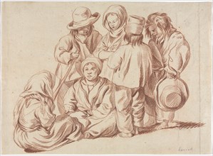 Group of Six Children (recto); Sketch of a Village (verso), 1700s(?). Creator: Unknown.
