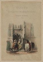 Haghe's Portfolio of Sketches. Belgium. Germany, vol. III: Title Page, on a door...Bruges, 1850. Creator: Louis Haghe (British, 1806-1885); Thomas McLean, Haymarket, London.