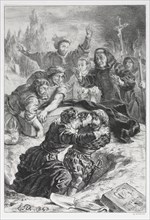 Hamlet: Hamlet and Laertes in the Grave of Ophelia, 1843. Creator: Eugène Delacroix (French, 1798-1863).