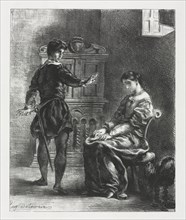 Hamlet: Hamlet and Ophelia, 1834. Creator: Eugène Delacroix (French, 1798-1863).
