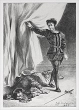 Hamlet: Hamlet and the Corpse of Polonius, 1835. Creator: Eugène Delacroix (French, 1798-1863).