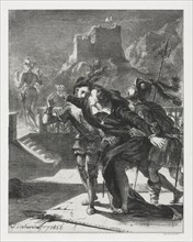 Hamlet: Hamlet Rushes to Follow the Ghost of his Father, 1835. Creator: Eugène Delacroix (French, 1798-1863).