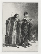 Hamlet: Polonius and Hamlet, 1834. Creator: Eugène Delacroix (French, 1798-1863).