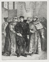 Hamlet: The Queen Endeavors to Console Hamlet, 1834. Creator: Eugène Delacroix (French, 1798-1863).