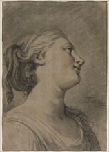 Head of a Female Figure in Profile, Turned to the Right, c. 1763-1770?. Creator: Hughes Taraval (French, 1729-1785).