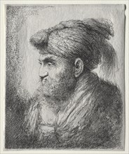 Head of a Man in Oriental Turban, c. 1650. Creator: Giovanni Benedetto Castiglione (Italian, 1609-1664).