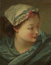 Head of a Young Woman, early 1730s. Creator: François Boucher (French, 1703-1770).
