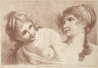 Heads of Two Women, 1792. Creator: Francesco Bartolozzi (British, 1727-1815).