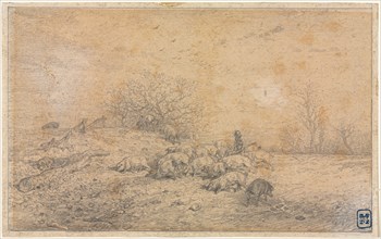 Herd of Pigs, c. 1845. Creator: Charles-Émile Jacque (French, 1813-1894).