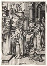 High Priest Rejecting the Offering of Joachim. Creator: Israhel van Meckenem (German, c. 1440-1503).