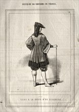 Histoire du Costume en France: Gens à la suite dun seigneur, 1843. Creator: Paul Gavarni (French, 1804-1866).