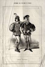 Histoire du Costume en France: Juges diseurs, 1843. Creator: Paul Gavarni (French, 1804-1866).