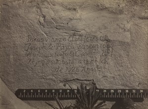 Historic Spanish Record of the Conquest, South Side of Inscription Rock, N.M., No. 3, 1873. Creator: Timothy H. O'Sullivan (American, 1840-1882); The War Department, Corps of Engineers, U.S. Army.