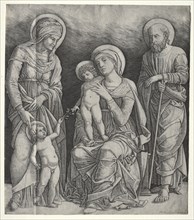Holy Family with St. Elizabeth and the Infant St. John the Baptist, c. 1500. Creator: Giovanni Antonio da Brescia (Italian).