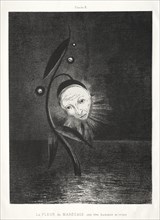 Homage to Goya: The Marsh Flower, a Sad Human Head, 1885. Creator: Odilon Redon (French, 1840-1916); Lemercier & Cie..