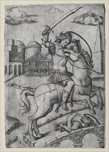 Horatius Cocles Defending the Sublician Bridge. Creator: Marcantonio Raimondi (Italian, 1470/82-1527/34).