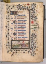 Hours of Charles the Noble, King of Navarre (1361-1425): fol. 2r, February, c. 1405. Creator: Master of the Brussels Initials and Associates (French).