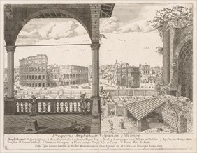 Il Colosseo e lArco di Costantino from "Prospectus Locurum Urbis Romae Insign[ium]", 1666. Creator: Lievin Cruyl (Flemish, c. 1640-c. 1720).