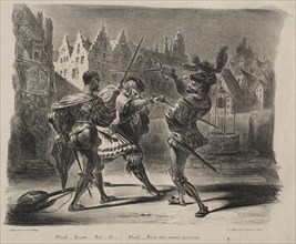 Illustrations for Faust: Duel of Faust and of Valentin, 1828. Creator: Eugène Delacroix (French, 1798-1863); Chez Ch. Motte, Éditeur, distributed by Chez Sautelet, Libraire.