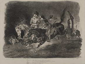 Illustrations for Faust: Faust and Méphistophélés horse riding on the Sabbath, 1828. Creator: Eugène Delacroix (French, 1798-1863); Chez Ch. Motte, Éditeur, distributed by Chez Sautelet, Libraire.