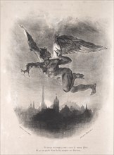 Illustrations for Faust: Méphistophélés in the air, 1828. Creator: Eugène Delacroix (French, 1798-1863); Chez Ch. Motte, Éditeur, distributed by Chez Sautelet, Libraire.