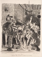 Illustrations for Faust: Méphistophélés in the tavern of the students, 1828. Creator: Eugène Delacroix (French, 1798-1863); Chez Ch. Motte, Éditeur, distributed by Chez Sautelet, Libraire.