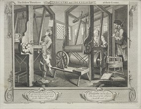 Industry and Idleness: The Fellow Prentices at their Looms, 1747. Creator: William Hogarth (British, 1697-1764).