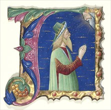 Initial A from a Choral Book with King David, c. 1470-1480. Creator: Guglielmo Giraldi del Magri [or del Magro] (Italian), attributed to.