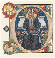 Initial C Excised from a Choral Book: St. Anthony with Antonite Friars, c. 1400-1440. Creator: Unknown.