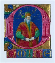 Initial D[omine] from a Choral Book: King Solomon, c. 1470-1480. Creator: Guglielmo Giraldi del Magri [or del Magro] (Italian), attributed to.