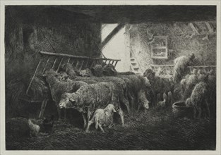Interior of Sheep Enclosure. Creator: Charles-Émile Jacque (French, 1813-1894).
