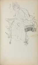 Italian Sketchbook: Seated Woman Sewing (page 153), 1898-1899. Creator: Maurice Prendergast (American, 1858-1924).