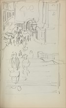 Italian Sketchbook: Stairs with Figures (page 165), 1898-1899. Creator: Maurice Prendergast (American, 1858-1924).