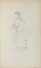 Italian Sketchbook: Standing Woman Holding a Satchel (page 56), 1898-1899. Creator: Maurice Prendergast (American, 1858-1924).