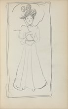 Italian Sketchbook: Standing woman with parasol (page 233), 1898-1899. Creator: Maurice Prendergast (American, 1858-1924).