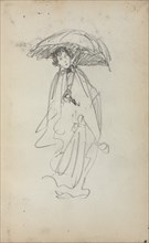 Italian Sketchbook: Standing Woman with Parasol (page 259), 1898-1899. Creator: Maurice Prendergast (American, 1858-1924).