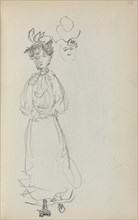 Italian Sketchbook: Standing Woman, face (page 52), 1898-1899. Creator: Maurice Prendergast (American, 1858-1924).