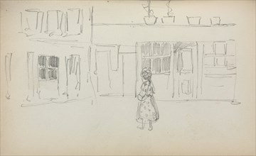 Italian Sketchbook: Street Scene with a Girl ( page 159), 1898-1899. Creator: Maurice Prendergast (American, 1858-1924).